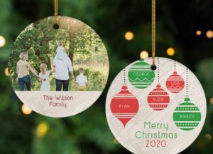 holiday personalized family photo christmas ornament – Christmas ornament, holiday tree decoration or gift