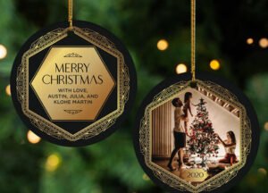 holiday personalized family photo christmas ornament – Christmas ornament, holiday tree decoration or gift