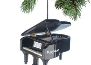 engraved personalized grand piano black christmas ornament – Christmas ornament, holiday tree decoration or gift