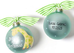 holiday personalized baby's first christmas blue giraffe christmas ornament – Christmas ornament, holiday tree decoration or