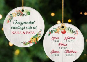 engraved personalized 5 grandkids blessing christmas ornament – Christmas ornament, holiday tree decoration or gift