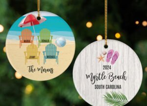 engraved personalized adirondack 3 chairs family christmas ornament – Christmas ornament, holiday tree decoration or gift