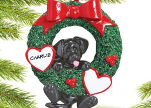 keepsake personalized dog wreath - black lab christmas ornament – Christmas ornament, holiday tree decoration or gift