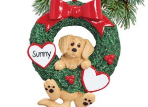 decorative personalized dog wreath - golden retriever christmas ornament – Christmas ornament, holiday tree decoration or gif