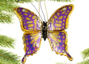 holiday personalized rainbow butterfly christmas ornament – Christmas ornament, holiday tree decoration or gift