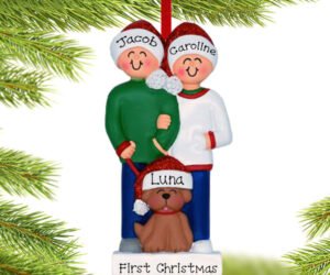 Couple With Brown Dog Ornament