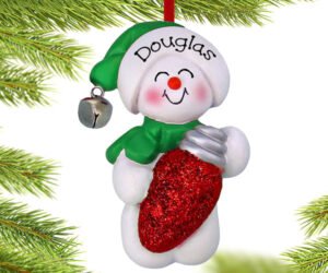Snowman with Christmas Light Ornament