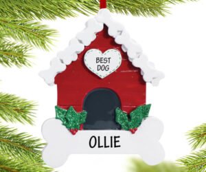 Dog Bone Doghouse Ornament
