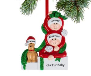 Present Couple With Dog Ornament