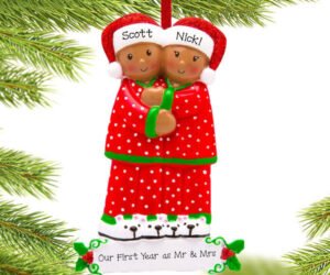 African American Pajama Family Personalized Ornament - 2, 3, 4, 5, or 6