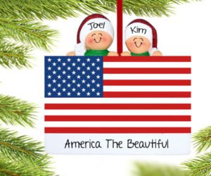 Patriotic Family Personalized Ornament - 2, 3, 4, 5 Family Members