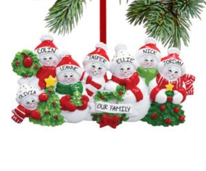Snowmen with Banner Family of 7 Ornament