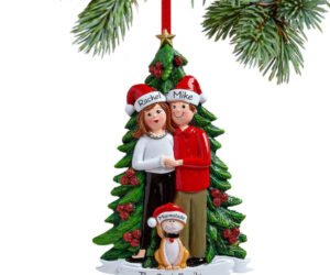 Couple with Cat Christmas Ornament