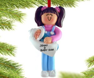 Big Sister Holding Baby Christmas Ornament