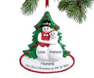 Our First Christmas as Mr & Mrs Snow Couple Ornament
