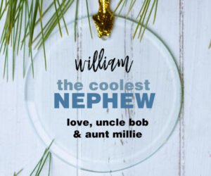 Coolest Nephew Ever Personalized Glass Round Ornament