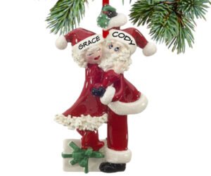 Mistletoe Santa and Mrs. Claus Ornament