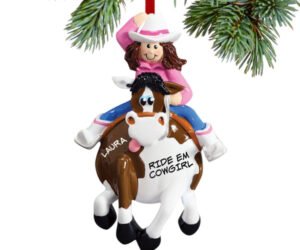 Cowboy Or Cowgirl on a Horse Personalized Ornament