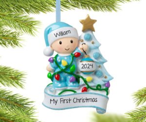 Baby Boy or Girl Decorating Tree Personalized Christmas Ornament