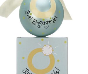 Personalized Engagement Ring Glass Ball Christmas Ornament