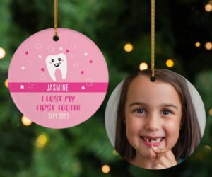 I Lost My First Tooth Personalized Ceramic Round Ornament