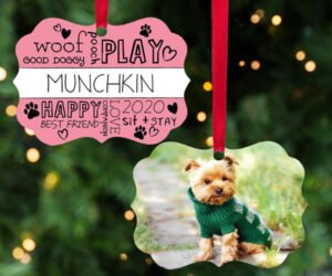 Word Cloud Woof, Good Doggy, Play... Photo Pet Personalized Christmas Ornament