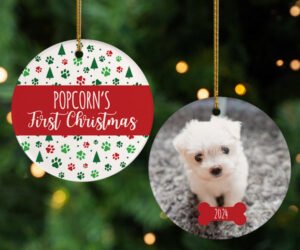 1st Christmas Baby Feet Personalized Glass Ornament