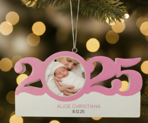 Personalized It's a Girl with Photo Christmas Ornament