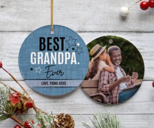 Best Grandpa Ever Photo Christmas Ornament
