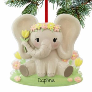 Baby Girl Elephant Personalized Ornament