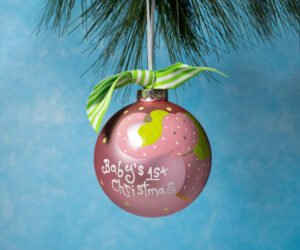 Baby's First Christmas Pink Elephant Personalized Christmas Ornament