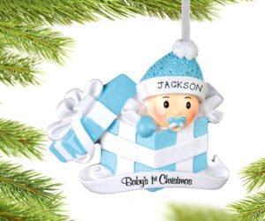 Baby Boy First Christmas Present Christmas Ornament