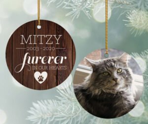 Furever In My Heart Cat Memorial Christmas Ornament