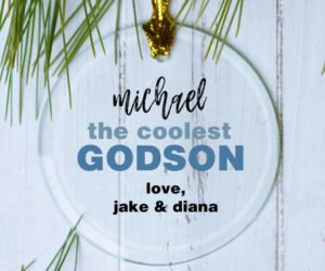Coolest Godson Ever Personalized Glass Round Ornament