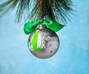 Our First Christmas as Mr. & Mrs. Christmas Tree Personalized Christmas Ornament
