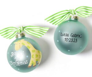 Baby's First Christmas Blue Giraffe Personalized Christmas Ornament