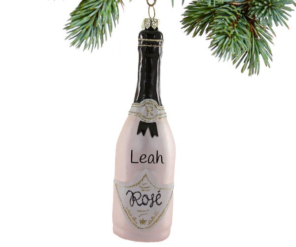 Personalized Rose Wine Christmas Ornament