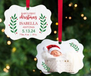 Baby's First Christmas Metal Personalized Christmas Ornament
