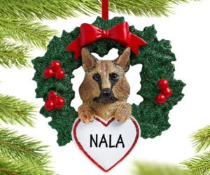 German Shepherd Dog with Wreath Ornament