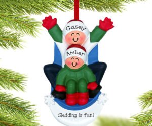 Sledding Couple Ornament
