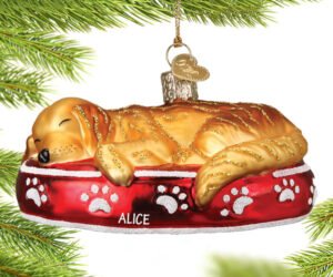 Sleepy Golden Retriever Ornament