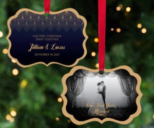Our First Christmas Spent Together Wedding Photo Personalized Christmas Ornament
