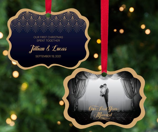 Our First Christmas Spent Together Wedding Photo Personalized Christmas Ornament