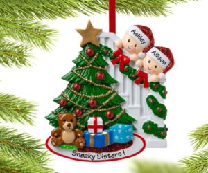 Present Peeking Family of 2 Ornament