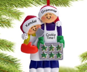 Baking Cookies with Grandma or Mom & Kids 1, 2, 3 or 4 Christmas Ornament