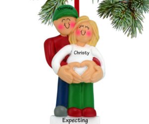 Pregnancy Couple with Heart Personalized Christmas Ornament