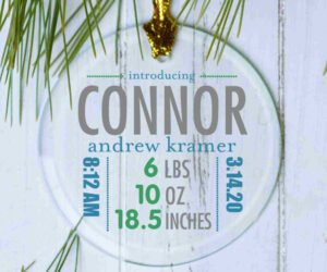 Birth Stats Boy or Girl Personalized Glass Ornament