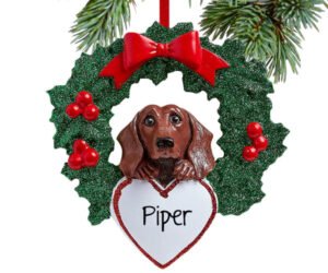 Dachshund Dog with Wreath Ornament