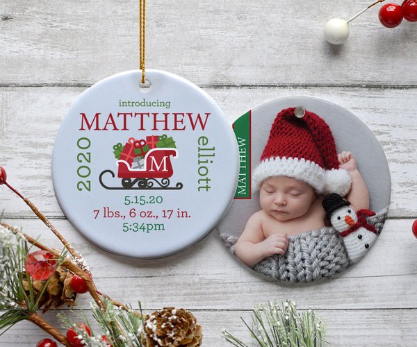 Birth Announcement Christmas Photo Christmas Ornament