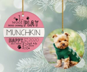 Woof Play Good Dog Personalized Ceramic Round Ornament